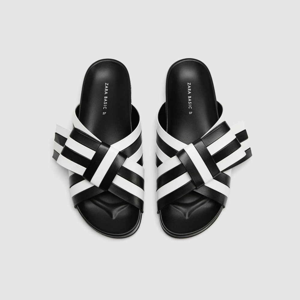 ZARA's STRIPED BOW SLIDES